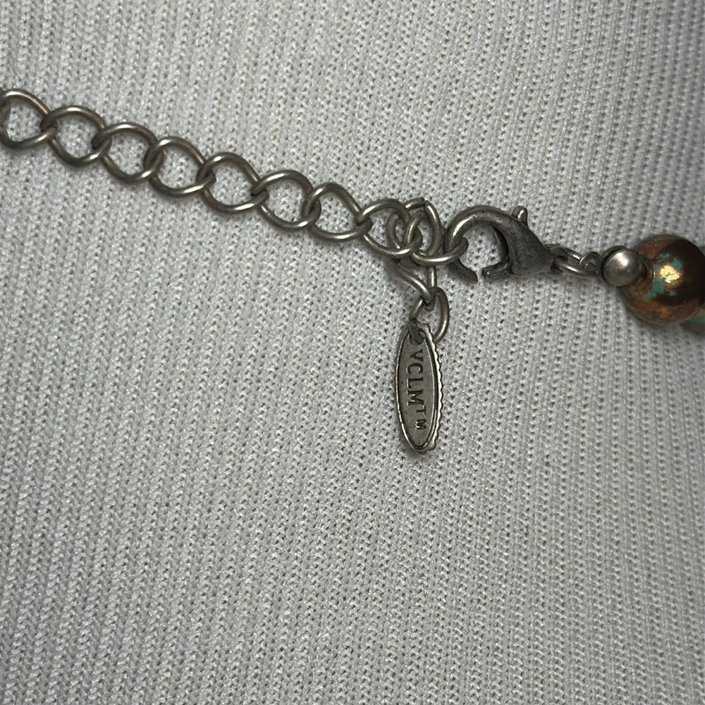 Silver and Turquoise Statement beaded large Necklace - Picture 6 of 8